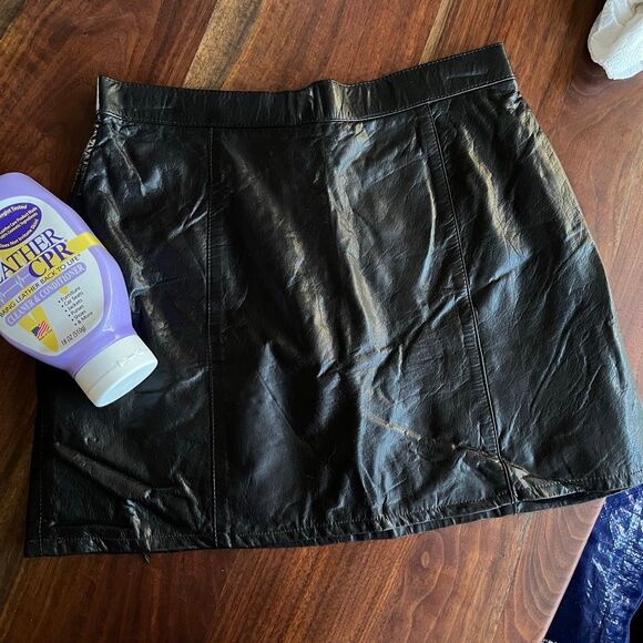 VTG 80s/90s Verducci Leather Motorcycle Mini Skirt Black Glove-Tanned Leather - Picture 9 of 10